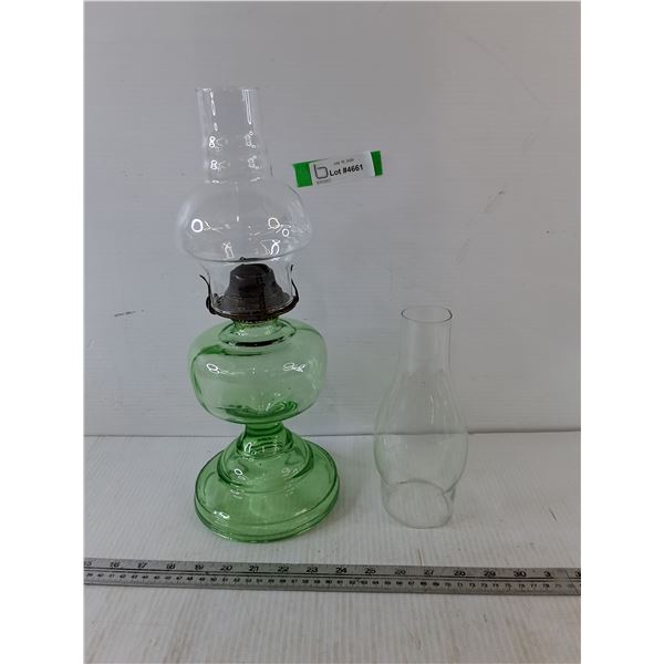 Glass Oil Lamp with (2) Glass Lamp Covers