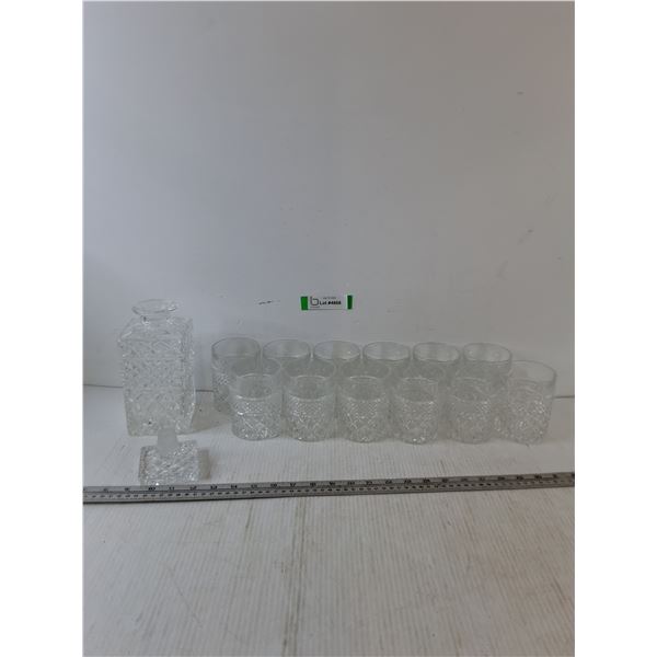 (12) Whisky Tumblers and (1) Whiskey Decanter