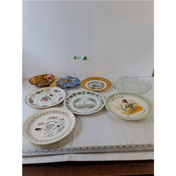 (7) Commemorative Plates, (1) Ashtray, Ottawa,  Las Vegas, Yellowstone,  Agricultural Society