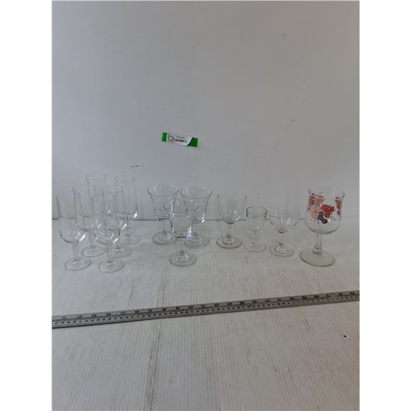 (6) Sherry Glasses, (3) Sling Glasses, (2) Goblets, (1) Footed Glass