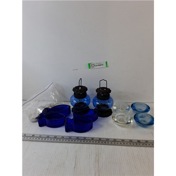 (10) Candle Holders, Fish, Lanterns, and (6) Small Candles