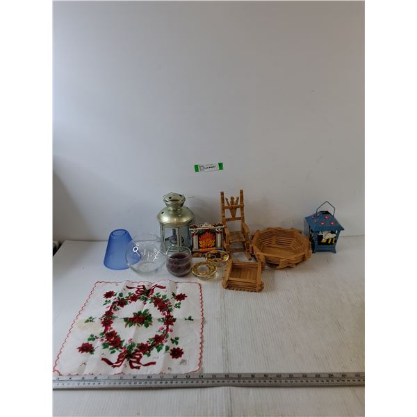 Clothesline Rocking Chair, Popsicle Stick Crafts, (3) Candle, (5) Candle Holders