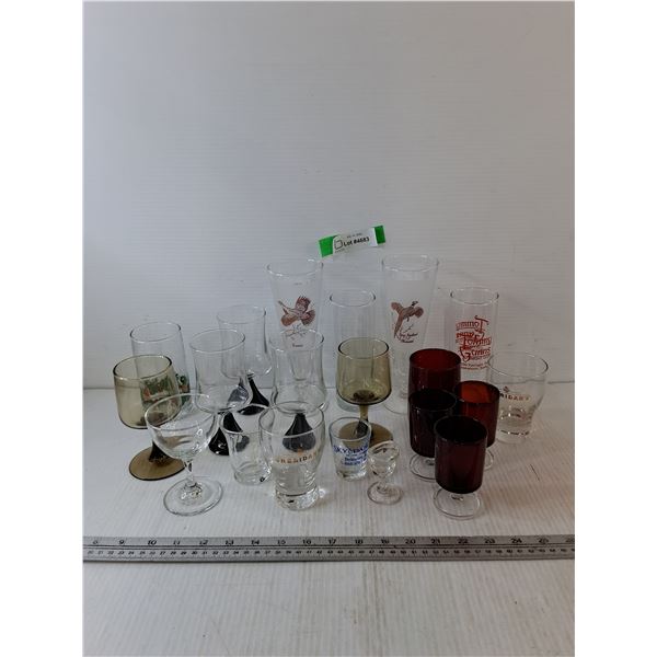 Assorted Alcoholic Glasses, Goblets, (1) Christmas Glass, Sky Dance Shot Glass