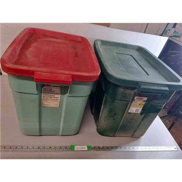 (2) Plastic Storage Totes- Can't Ship