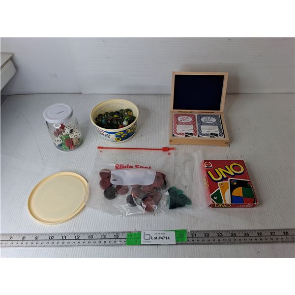 Marbles, Dice, Playing Cards, Misc.