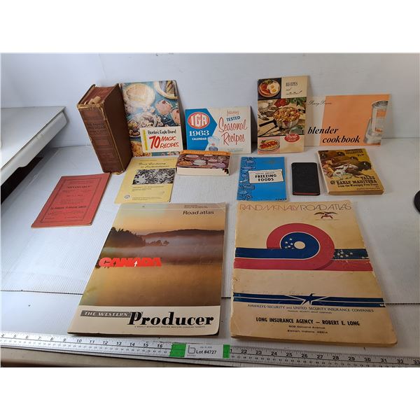Vintage Cookbooks, Atlases, Family Physician Book, Misc.