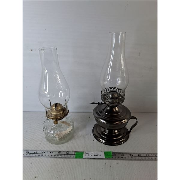(2) Oil Lamps Up to 14.25"