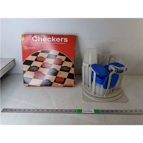 Checker Set, Rotating Tray & Plastic Containers