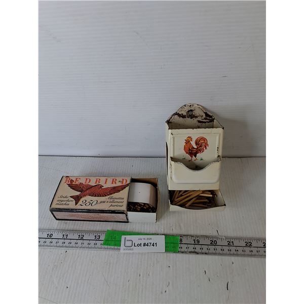Rooster Matchbox Holder & Matches