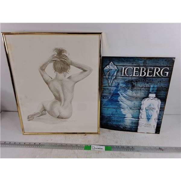 Framed Wall Art Print & Iceberg Vodka Metal Sign