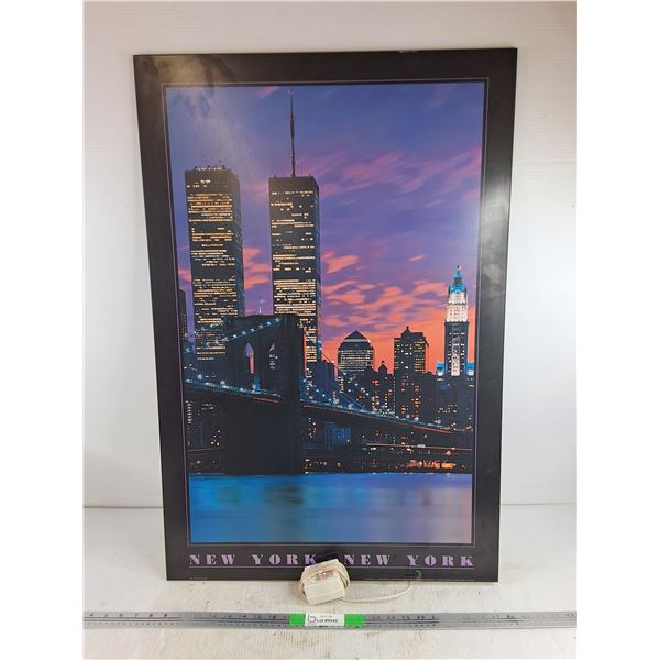 New York Light Up Wall Decor 36" x 24", As Is
