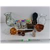 Image 1 : Assorted Vases, Knife Sheath, Napkin Rings, Jewelry Box, Sugar Dish, Misc