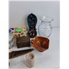 Image 6 : Assorted Vases, Knife Sheath, Napkin Rings, Jewelry Box, Sugar Dish, Misc
