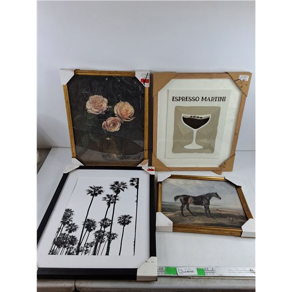(4) Framed Wall Art Decorations - Some Damage