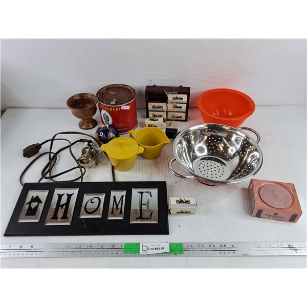 Strainer, Cream & Sugar Set, Extension Cord, Vintage Toy Cars, Bluetooth Speaker, Misc