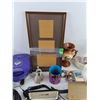 Image 4 : Assorted Mugs, Shower Head, Paper Towel Holder, Vases, Pre Viewer IV, Tapes, Misc