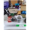 Image 6 : Assorted Mugs, Shower Head, Paper Towel Holder, Vases, Pre Viewer IV, Tapes, Misc