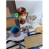 Image 9 : Assorted Mugs, Shower Head, Paper Towel Holder, Vases, Pre Viewer IV, Tapes, Misc