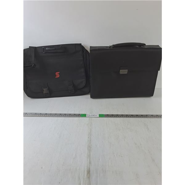 Black Messenger Style Bag With Shoulder Strap And Laptop Bag