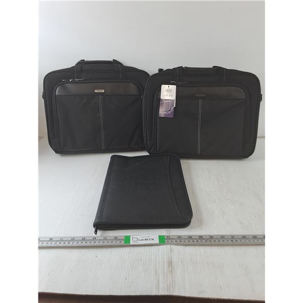 (2) Laptop Bags And Black Portfolio