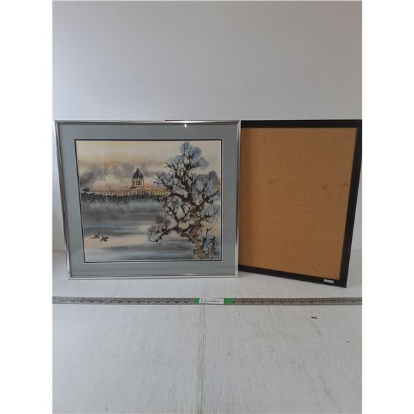 Painting Of Saskatchewan Legislature Building - 20.25" x 18.25", Corkboard - 22" x 18"