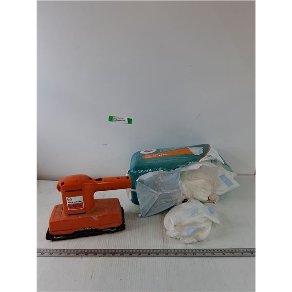 Life Brand Unisex Belted Shields Diapers, Black and Decker Deluxe Dual Action Sander Untested