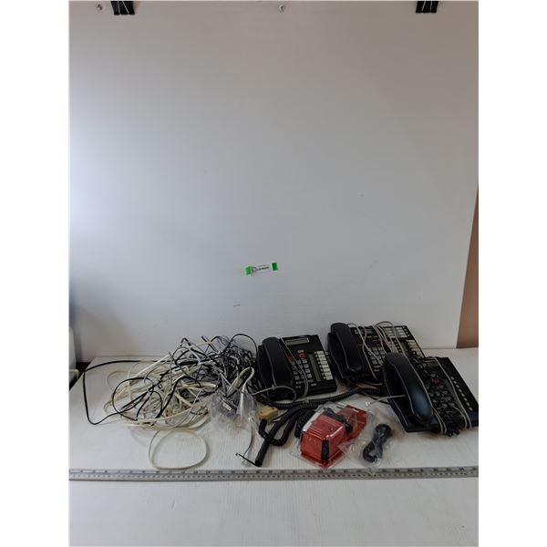 Assorted Cables, Mostly Ethernet, (3) Telephones, (4) Handset Cord,