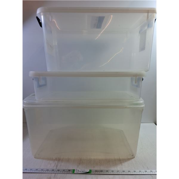 **(3) Sterilite Plastic Tubs Up to 26''x15.5''x12'', Pickup Only