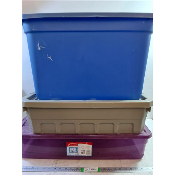 **(3) Rubbermaid and Sterilite Plastic Tubs, Pickup Only