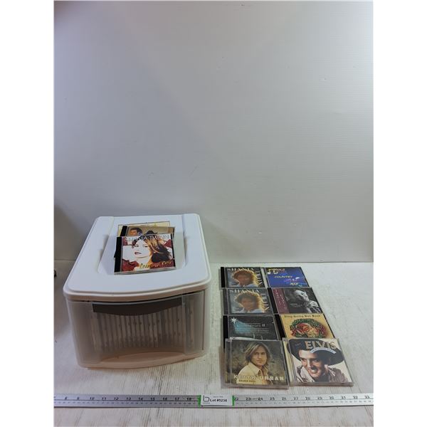 Various CDs and Container 13''x16''x8''