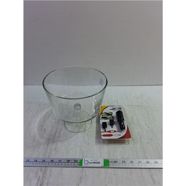 Glass Vase, Dual USB Power Cord Unopened
