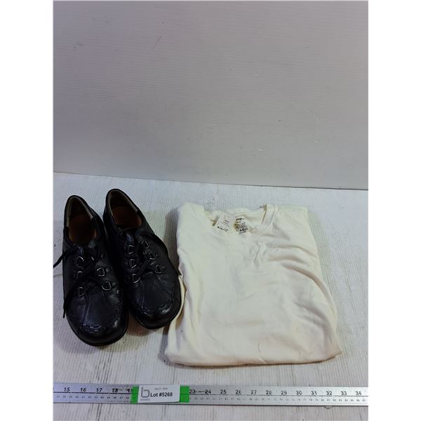 Men's Tshirt and Black Leather Shoes