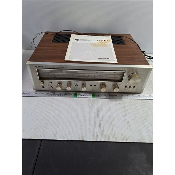 Vintage Hitachi SR-703 AM/FM Stereo Receiver-powers on-untested-as is