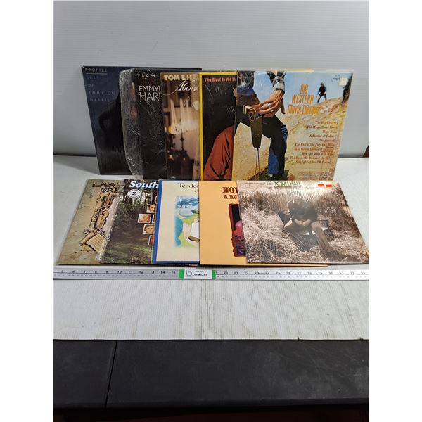 (10) Record Albums Featuring Emmy-Lou Harris,Tom T Hall,Hoyt Axton and others
