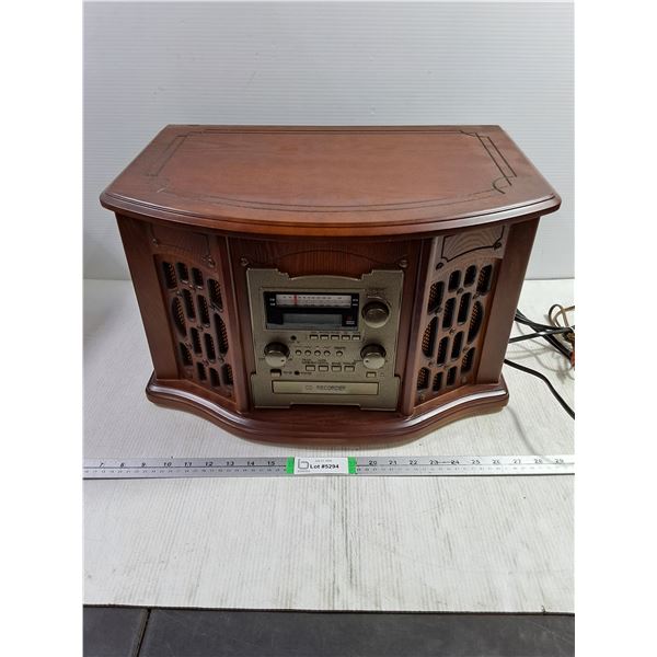 *Innovative Technology 5 in 1 Music Center in Vintage Style Mahogany Cabinet-powers on-unteste