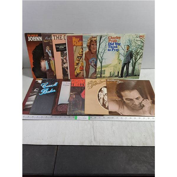 (12) Record Albums-Johnny Cash,Oak Ridge Boys,Merle Haggard and more