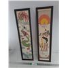 Image 1 : (2) Asian Style Framed Art Pieces 26" x 6.5"