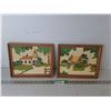 Image 1 : (2) Wood Framed Embroidered Art Pieces 11" x 9"