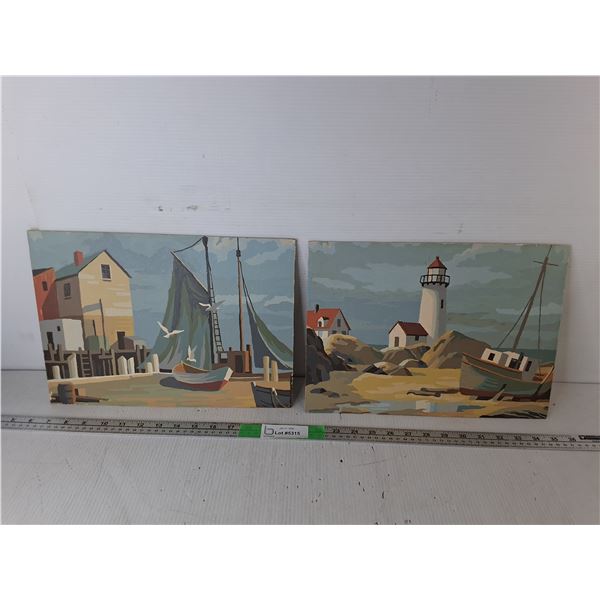 (2) Paint by Number Beach Scenes 14" x 10"