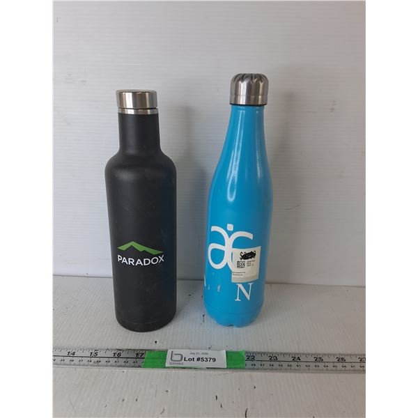(2) Stainless Steel Water Bottles Up to 12"