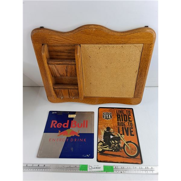 Wooden Cork Board 21" x 17", (2) Wall Signs