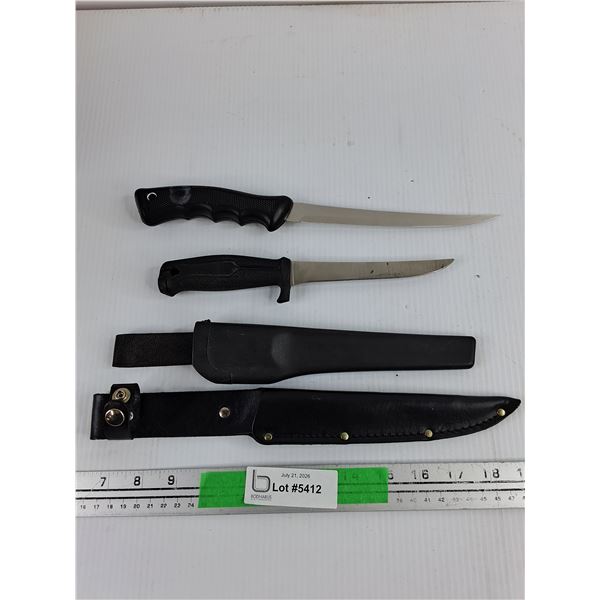 (2) Butcher Knives w/Sheaths