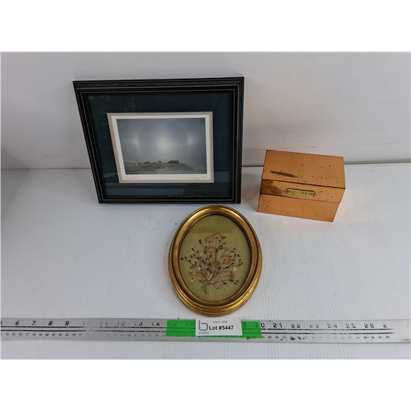 Framed Wall Art Decorations & Brass Recipe Box
