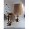 Image 1 : (2) Vintage Brass Desk Lamps w/Shades - Powers On, As Is , PICKUP ONLY