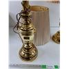 Image 2 : (2) Vintage Brass Desk Lamps w/Shades - Powers On, As Is , PICKUP ONLY