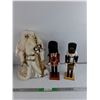 Image 1 : Santa Claus Figure & (2) Wooden Nut Crackers