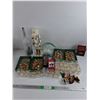 Image 1 : Assorted Christmas Ornaments, Wooden Nut Cracker, Glass Bottle