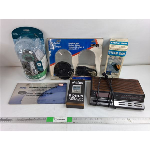 Massage Hand Shower, License Plate Shield, Cooking Thermometer, Alarm Clock, Misc