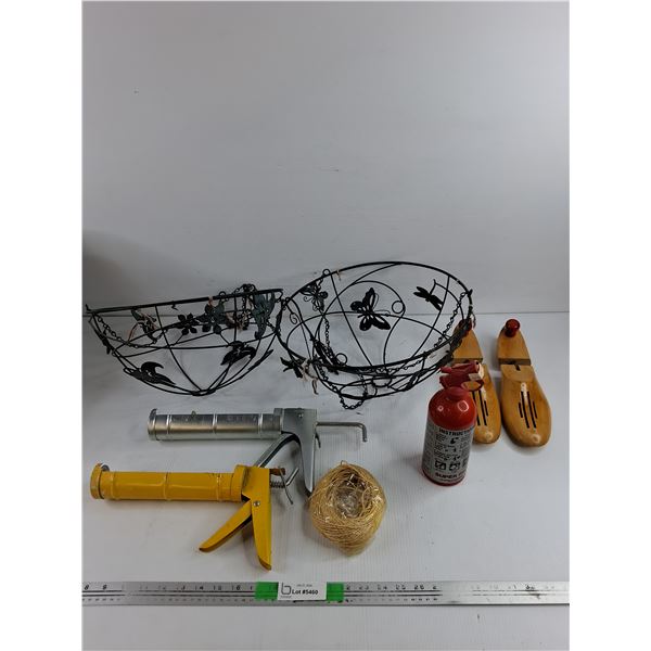 Hanging Planters, Caulking Guns, Fire Extinguisher, Shoe Stretchers, Rope