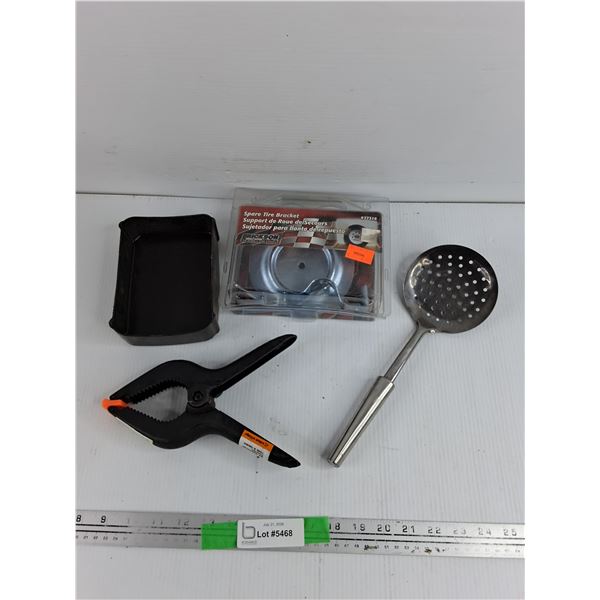 Spare Tire Bracket, C Clamp, Strainer, Misc